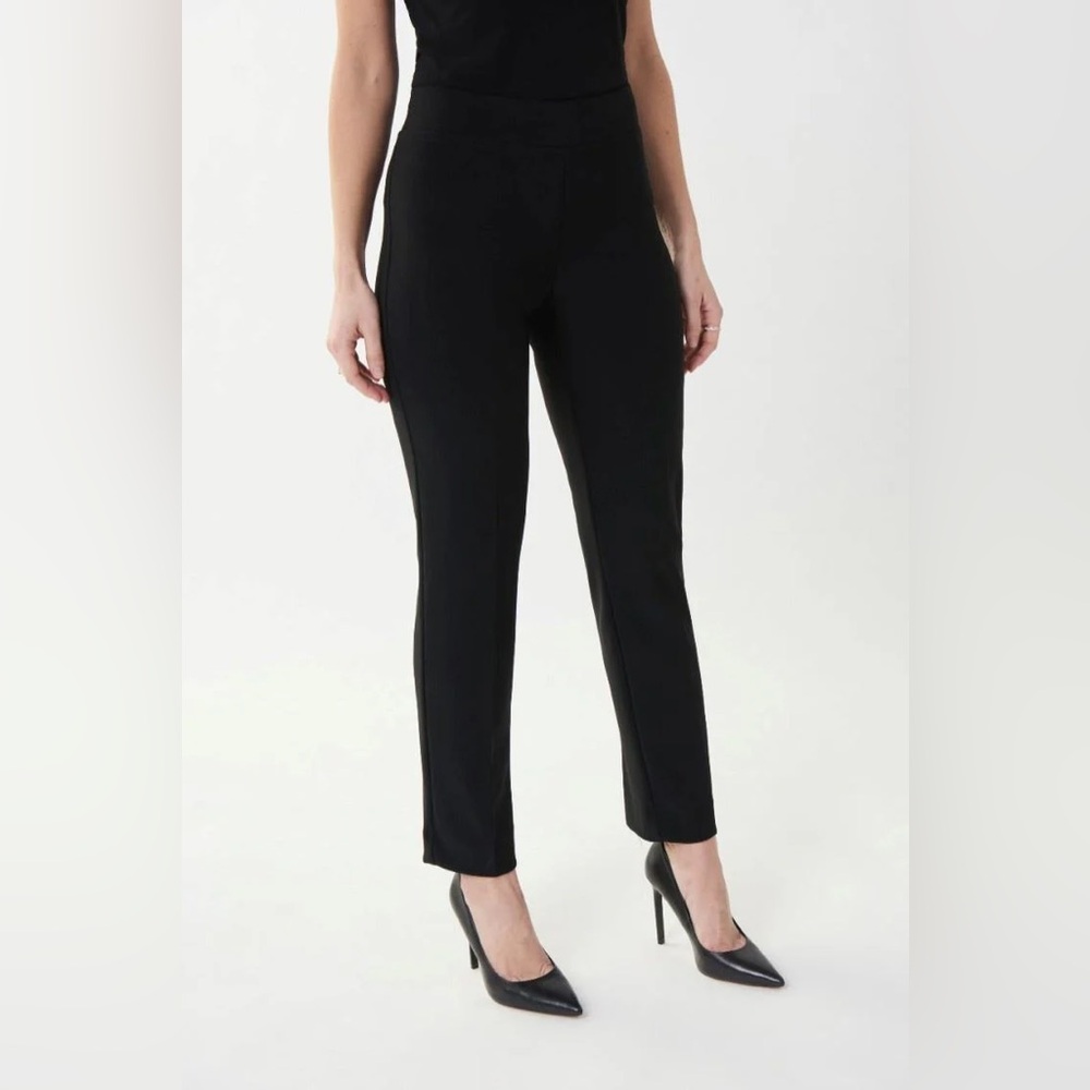 JOSEPH RIBKOFF Back Slit Classic Black Slim Fit Pull On Ankle Pants, size 12 - Picture 9 of 11